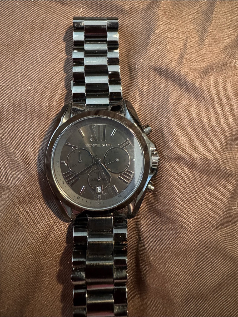 Michael Kors Black Ion-Plated Chronograph Bracelet Watch
